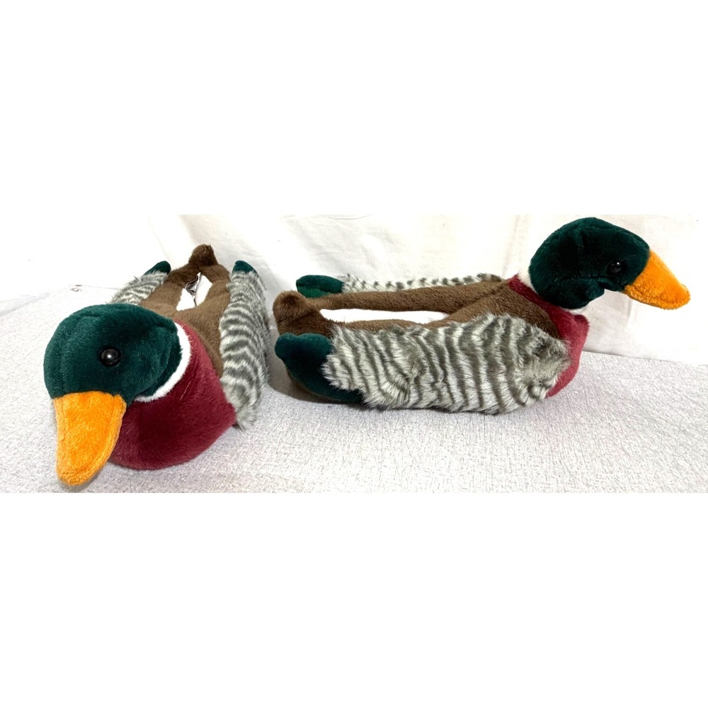 Vintage 1980's Animal Kingdom Mallard Duck Slippers Adult Size M-L (10-12)